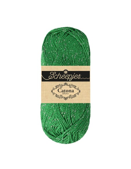 Scheepjes Catona Shine Nr. 515-S Emerald (Silver) -  Glittter Mercerised Cotton Crochet, Knitting yarn