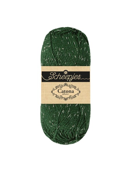 Scheepjes Catona Shine Nr. 525-S Fir (Silver) -  Glittter Mercerised Cotton Crochet, Knitting yarn
